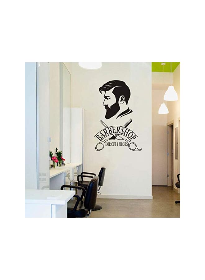 Green Tiger DECOR Barber Shop Removable Wall Decal Man Barbershop Wall Stiker Window ation Sticker Poster AY1121 (42X64cm, Black) - Image 1