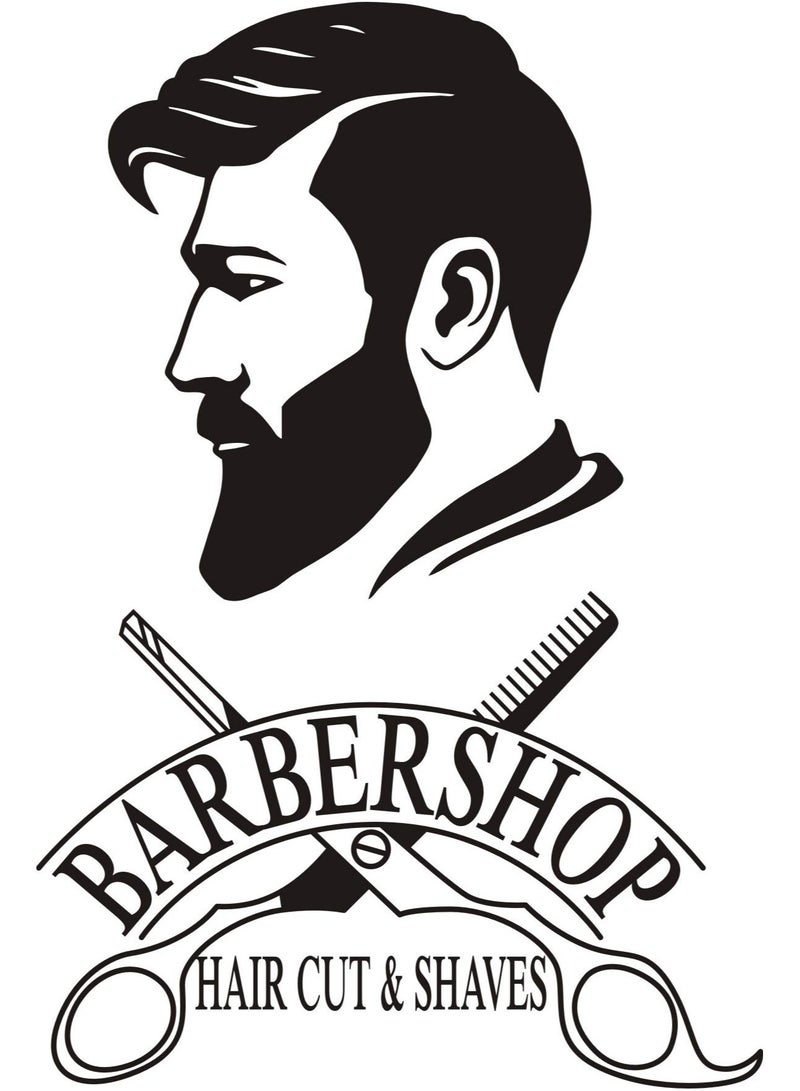 Green Tiger DECOR Barber Shop Removable Wall Decal Man Barbershop Wall Stiker Window ation Sticker Poster AY1121 (42X64cm, Black) - Image 3