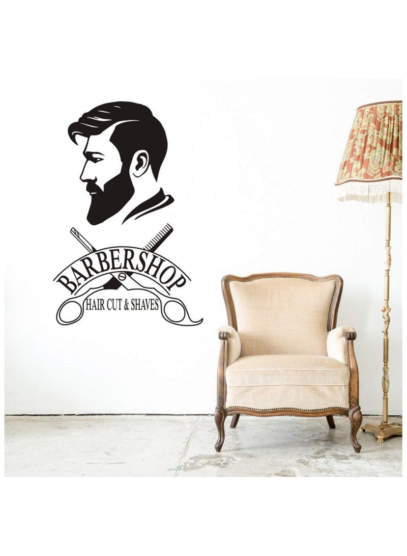 Green Tiger DECOR Barber Shop Removable Wall Decal Man Barbershop Wall Stiker Window ation Sticker Poster AY1121 (42X64cm, Black) - Image 4