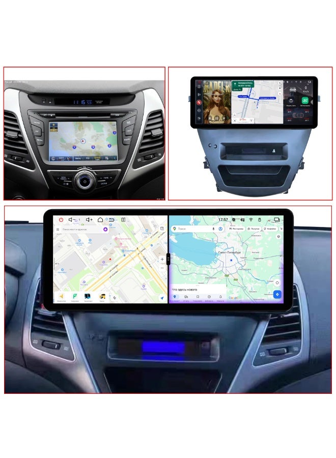 Raymos 12.3" Android 14 GPS Navigation Screen for Hyundai  ELENTRA 2012 | Apple CarPlay & Android Auto | 4G SIM | WiFi | QLED 1920×720 | DSP Audio - Image 2