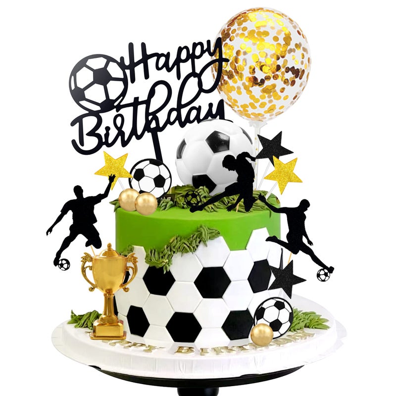 BANBALLON 28 PCS Soccer Cake Topper Soccer Ball Player Cake Decorations for Soccer Birthday Party Sport Party Supplies - Image 2