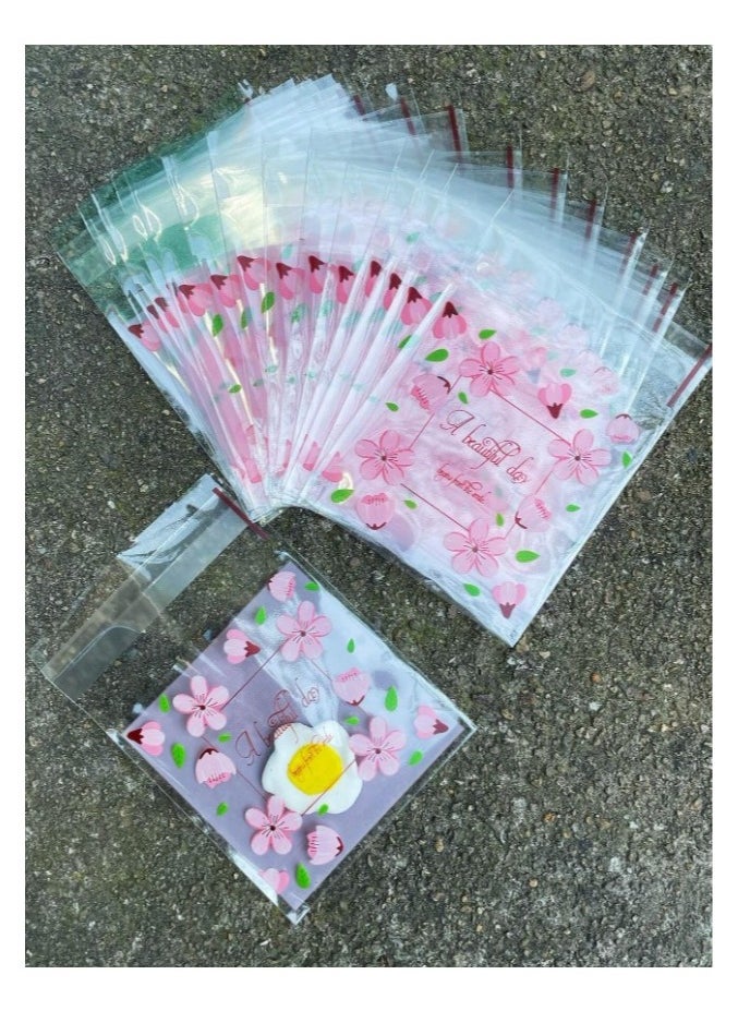 Generic Plastic bags with adhesive tape for gifts and candy distributions for birthday parties and baby showers, 50 pieces, self-sealing  - Image 2