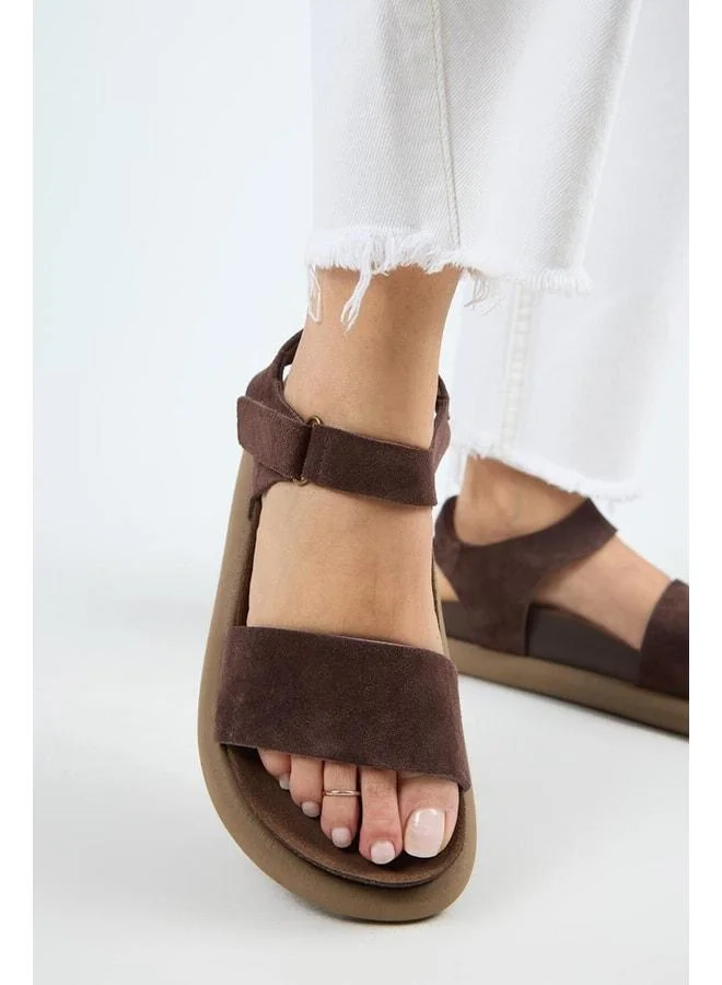 Bronx Women's Genuine Leather Strap strap Light Coffee Sandal.