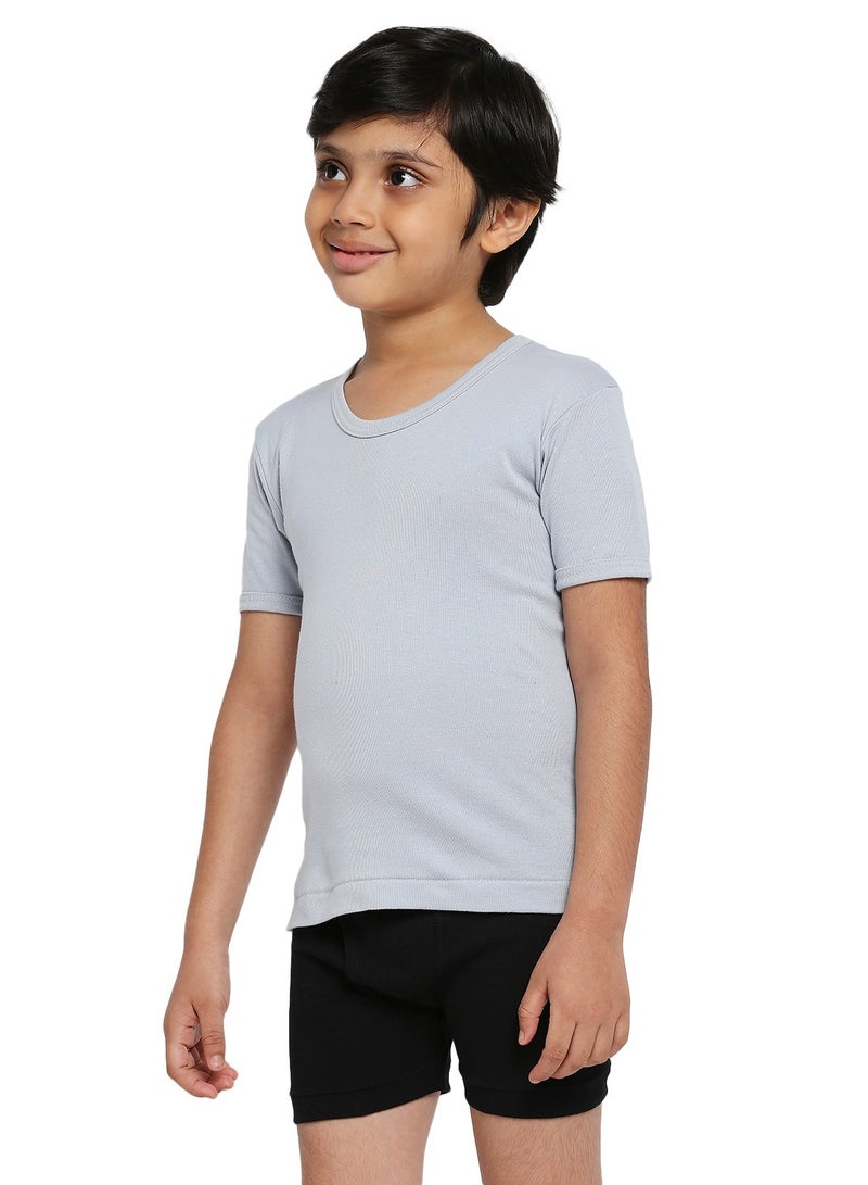 BYC BOY'S COTTON ROUND NECK UNDERSHIRT (PACK OF 3) - LIGHT GREY  - Image 5