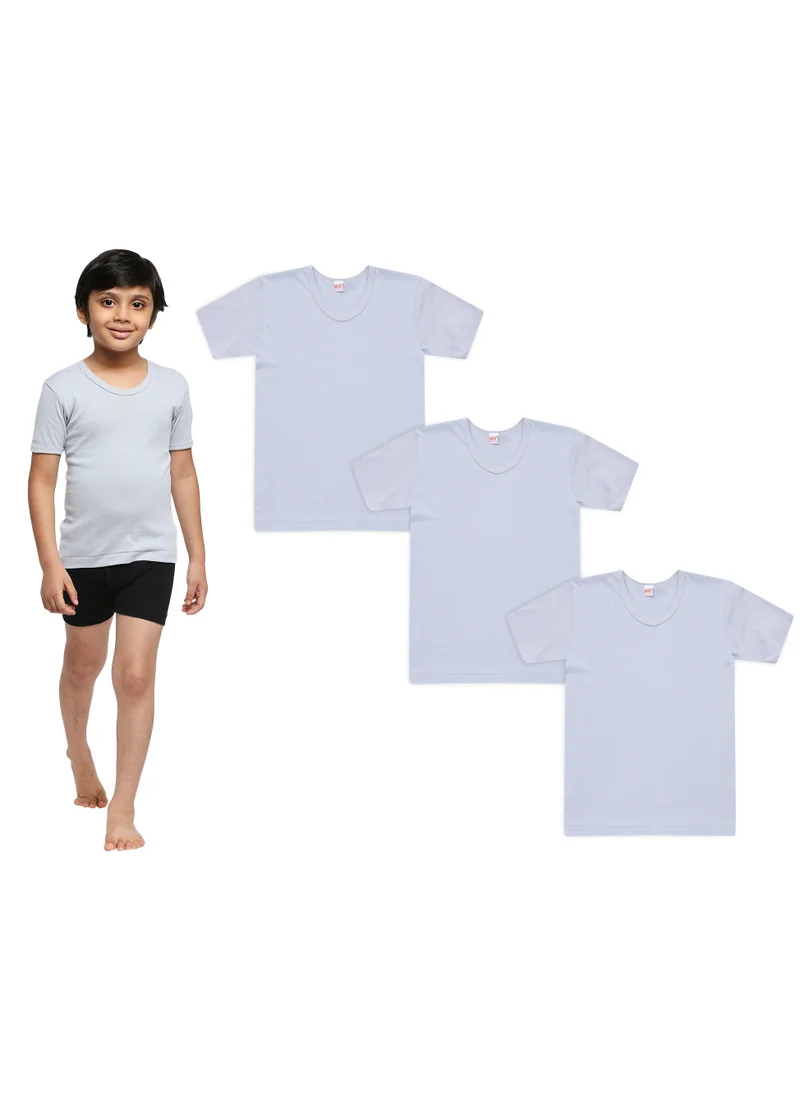 BYC BOY'S COTTON ROUND NECK UNDERSHIRT (PACK OF 3) - LIGHT GREY