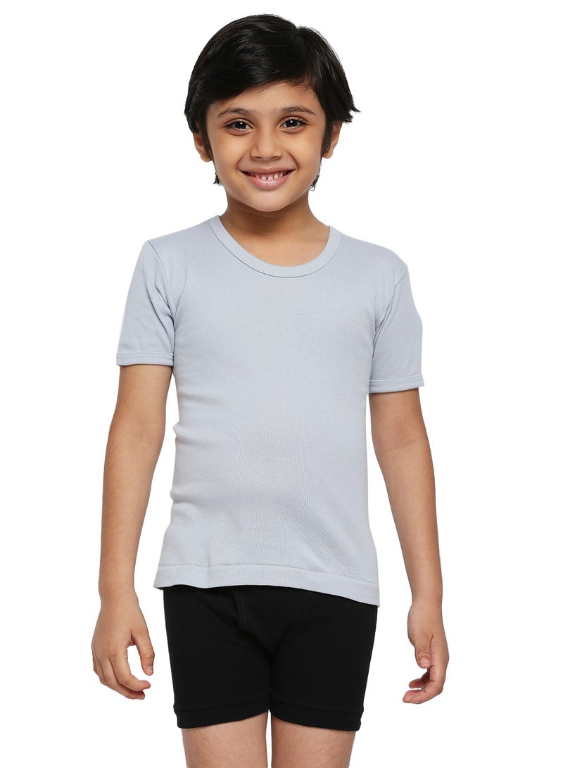 BYC BOY'S COTTON ROUND NECK UNDERSHIRT (PACK OF 3) - LIGHT GREY  - Image 3