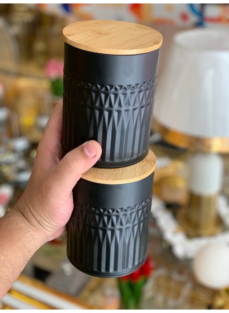 طقم تخزين ( كوفى و عياشة ) معدن مط _اسود - Image 2