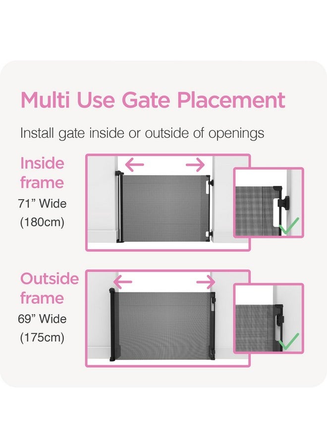 Perma Child Safety Retractable Baby Gate Perma Child Safety 41" Tall x 71” Wide, Mesh, for Stairs, Doorways, Dogs, Pets, Indoor, Outdoor, One-Handed Operation, Locking, Easy Install, Hardware Mount, Black  - Image 5