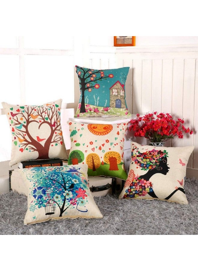 AEROHAVEN Cotton 175TC Cushion Cover, 12 x 12 Inch, Multicolour, Set of 5 - Image 1