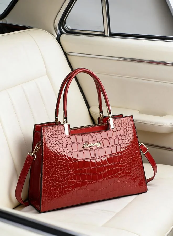 Take Two  Burgundy Croc-Embossed Handbag for Women | Best Price UAE