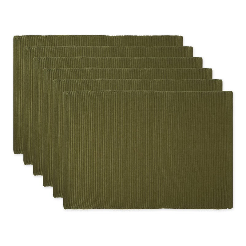 DII Basic Everyday Ribbed Tabletop 100 Cotton Placemat Set 13x19 Sage 6 Piece