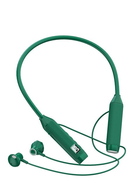 Neck-hanging In-ear Bluetooth Sports Headset With Digital Display, Large Battery And Long Battery Life, Neck-hanging Wireless Gaming Headset (Green)