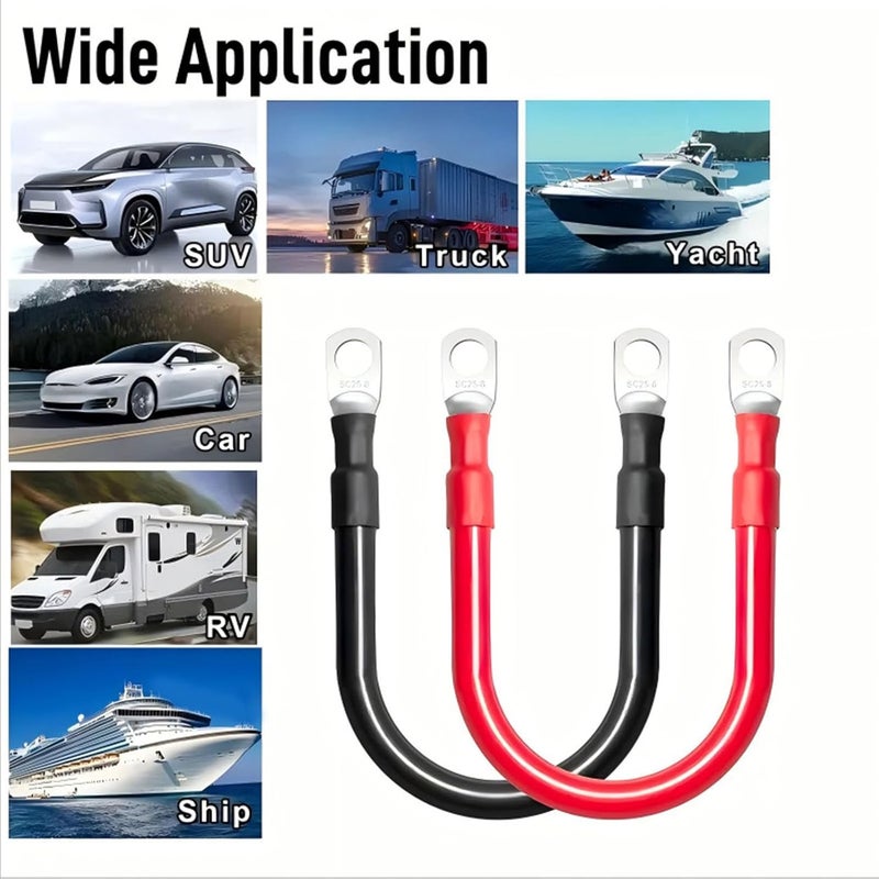 6 AWG Battery Cables with 0.31 Inch Tinned Copper Lugs for Solar Marine RV Car Motorcycle - Image 5
