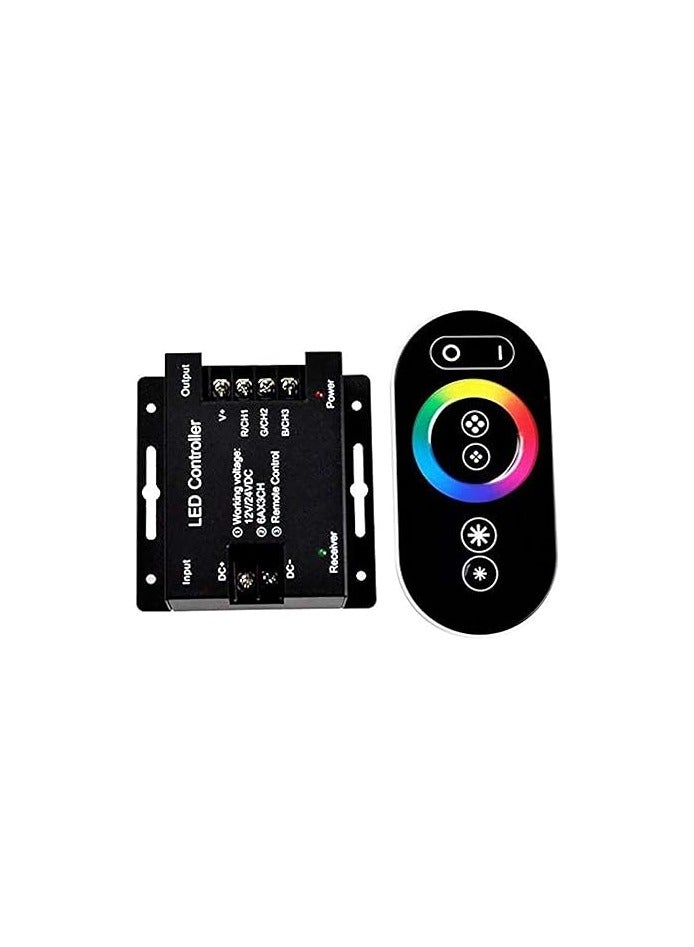 جهاز التحكم في الأضاءة الليد ار جي بي عن طريق ريموت تاتش، لاجهزة الترفيه المنزلية، اسود