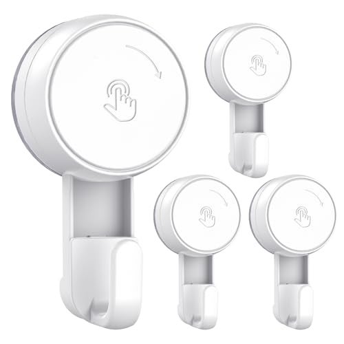 LUXEAR Suction Cup Hooks Reusable Suction Hooks for Shower Wall Vacuum Bathroom Suction Holder Removable Window Glass Door Suction Hanger for Bathroom Kitchen Heavy Duty Hook for Wreath (4 Pack) - Image 1
