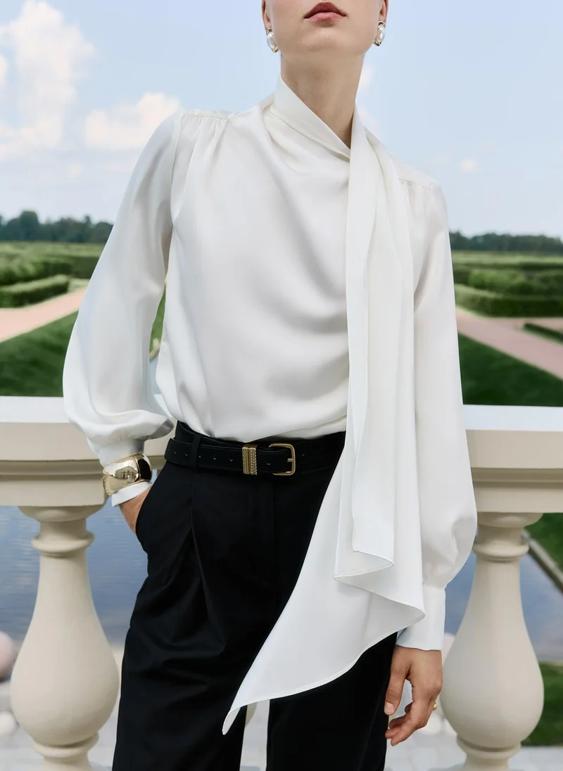 Lichi Blouse with decorative scarf in flowing fabric