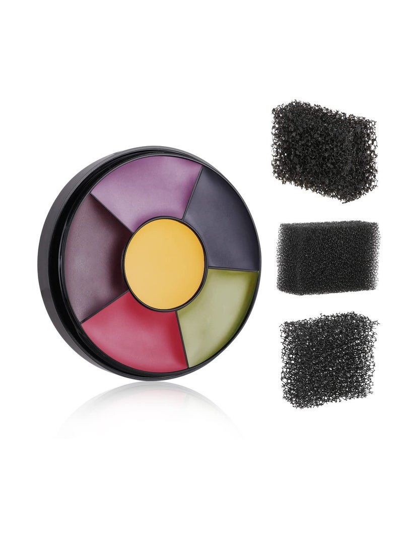 MEICOLY MEICOLY 6 Color Bruise Wheel for Special Effects,Hunting Camo Face Body Paint Kit,Light Green Gamora Witch Face Paint,Trauma SFX Makeup Kit Halloween Makeup with 3pcs Stipple Sponges,Monster and Alien - Image 1