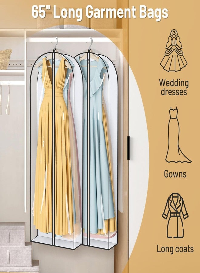 MISSLO 65" Clear Garment Bags for Hanging Clothes 4" Gusseted Dress Bags for Gowns Long Dress Cover for Closet Storage Dress Protector Bag, 2 Packs - Image 2