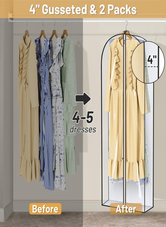 MISSLO 65" Clear Garment Bags for Hanging Clothes 4" Gusseted Dress Bags for Gowns Long Dress Cover for Closet Storage Dress Protector Bag, 2 Packs - Image 5