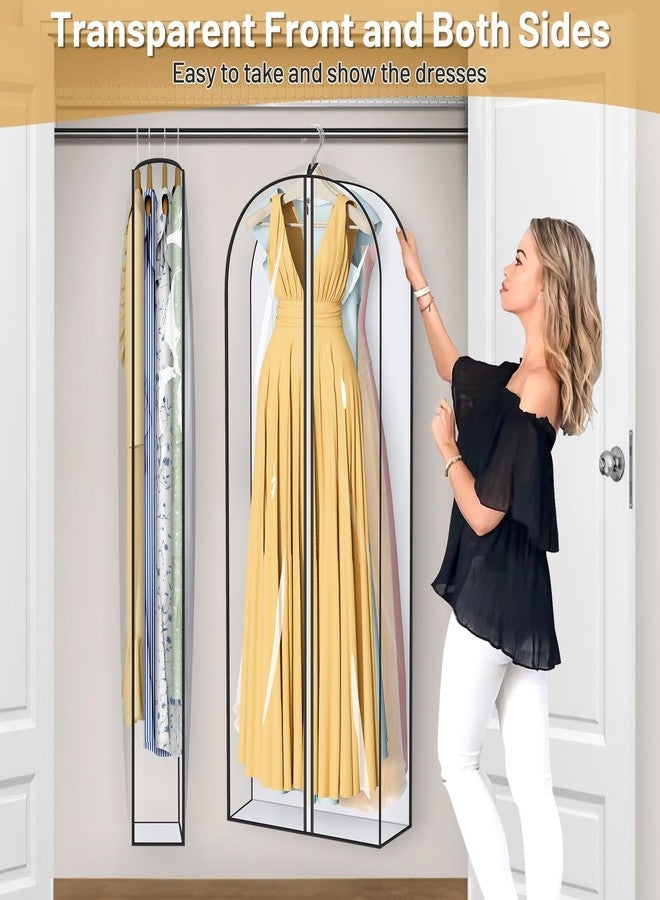 MISSLO 65" Clear Garment Bags for Hanging Clothes 4" Gusseted Dress Bags for Gowns Long Dress Cover for Closet Storage Dress Protector Bag, 2 Packs - Image 3