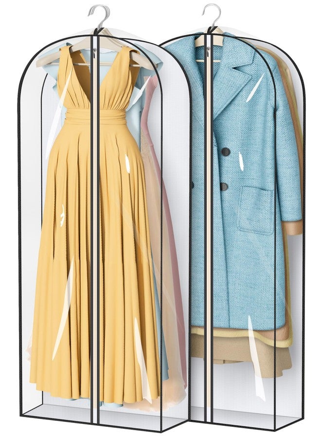 MISSLO 65" Clear Garment Bags for Hanging Clothes 4" Gusseted Dress Bags for Gowns Long Dress Cover for Closet Storage Dress Protector Bag, 2 Packs - Image 1