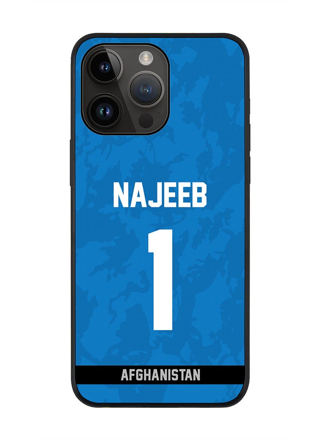Stylizedd - Rugged Black Edge Case iPhone 14 Pro Max, Slim fit Soft Case Flexible Rubber Edges Thin Cover - Player Name - Najibullah Zadran, Jersey Number- 1 - Image 1
