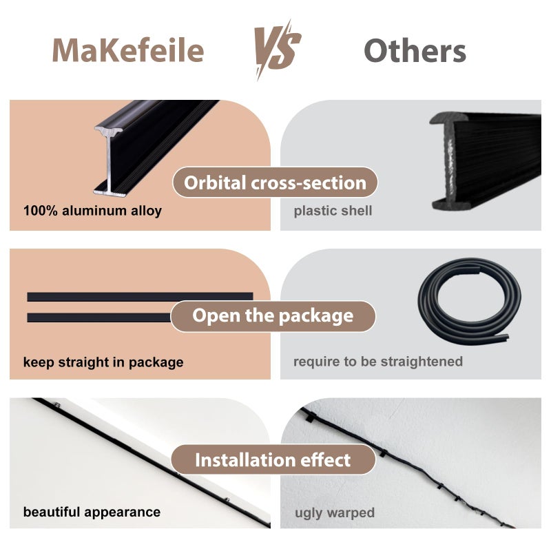 MaKefeile Room Divider Curtains with Ceiling Curtain Track Set Window Curtain for Bedroom,Living Room Total Blackout Thermal Insulated Privacy Ceiling Track Curtain W 9 Ã— H 7 FT Deak-Grey drape&Black track - Image 2