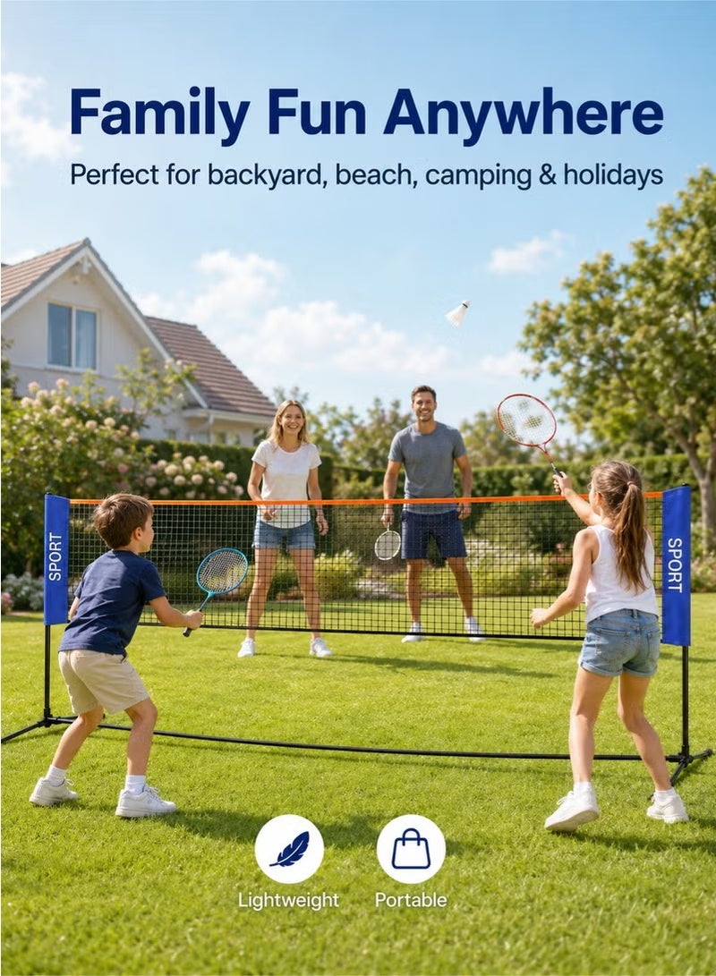 Axpeih 4.1m Portable Adjustable Badminton Net Set with Freestanding Stand Frame and Carry Bag, Height-Adjustable Sports Net for Indoor and Outdoor Recreational Play, Blue and Black - Image 3