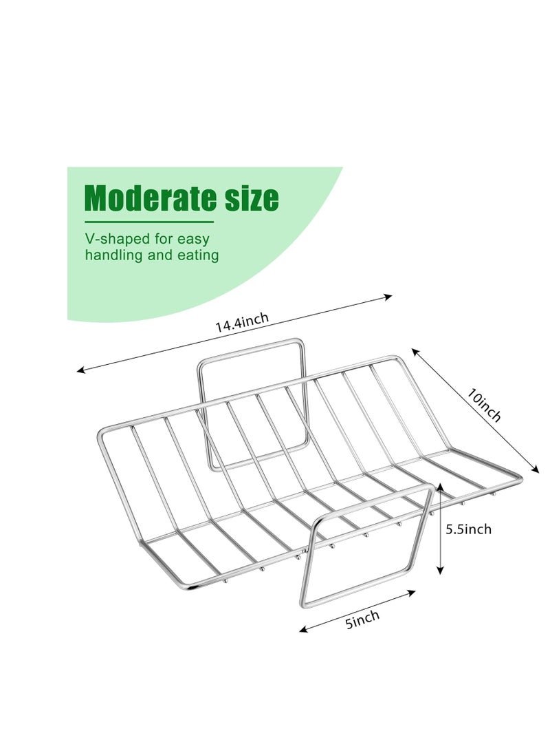 E-far E-far Turkey Roasting Rack, Stainless Steel Rib Rack for Roasting, Grilling and Smoking, 14.4 x 10 inches, V Shaped & Heavy Duty, Dishwasher Safe (Large) - Image 3