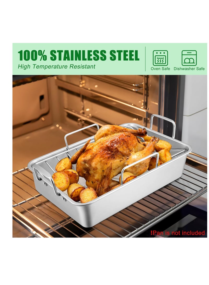 E-far E-far Turkey Roasting Rack, Stainless Steel Rib Rack for Roasting, Grilling and Smoking, 14.4 x 10 inches, V Shaped & Heavy Duty, Dishwasher Safe (Large) - Image 5