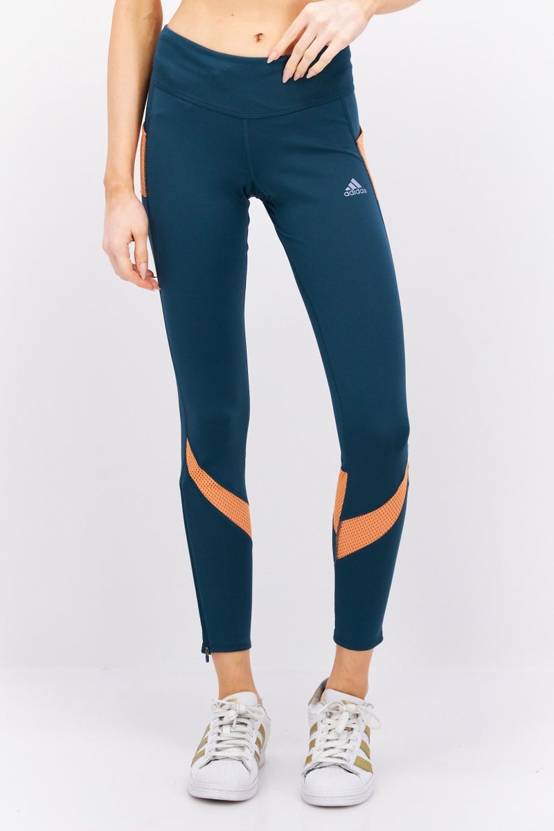 Adidas سراويل رياضية نسائية ضيقة للجري، أخضر مزرق - Image 1