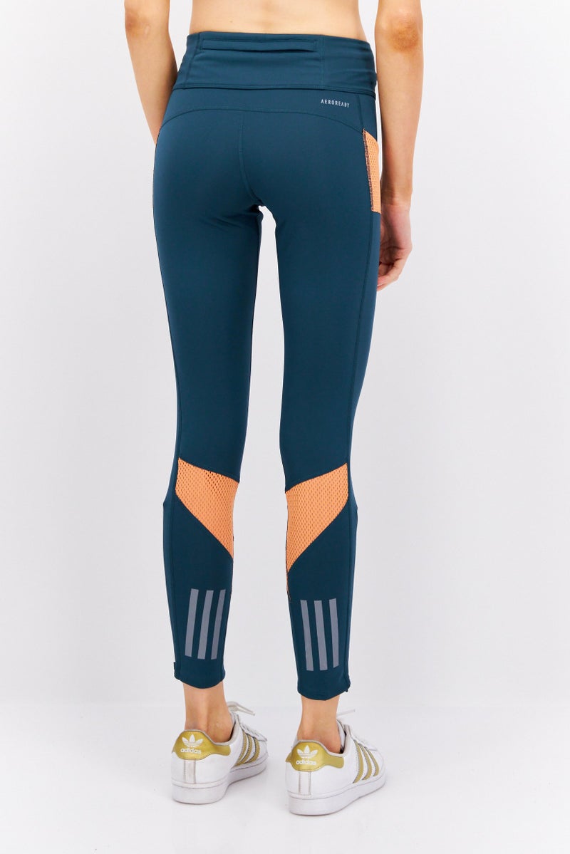 Adidas سراويل رياضية نسائية ضيقة للجري، أخضر مزرق - Image 3