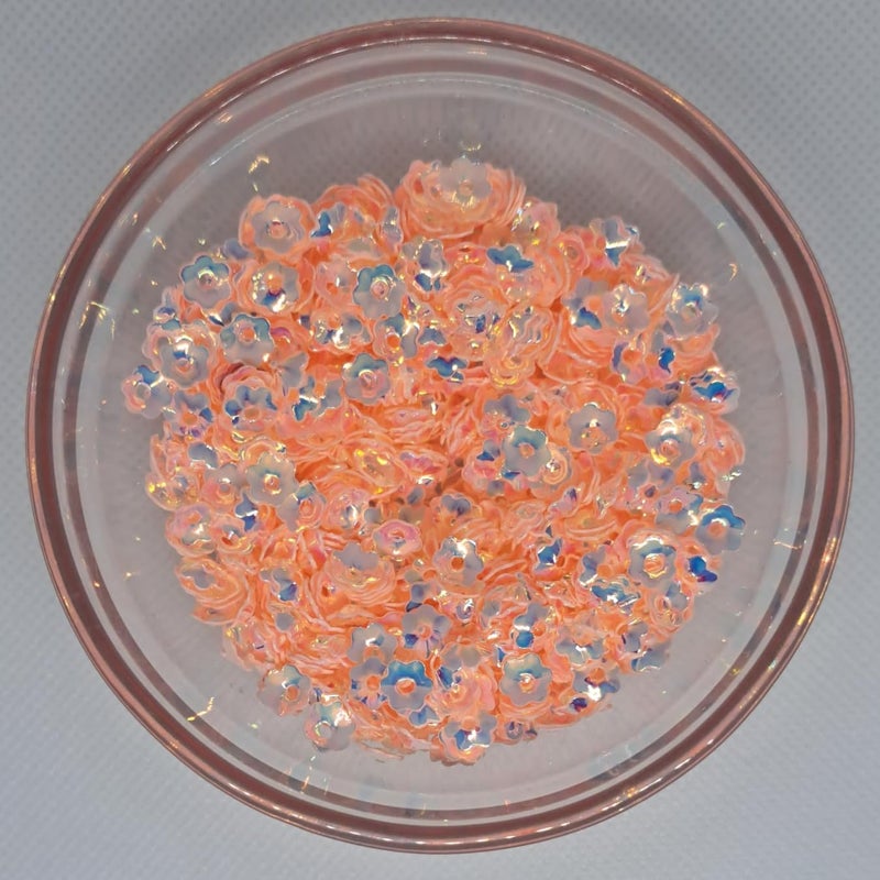 20 Gram Peach Flower Sequins 6mm PVC Glitter CraftsEmbellishment Findings Womens Clothing Sewing Accessories Aari Embroidering Works - Image 2