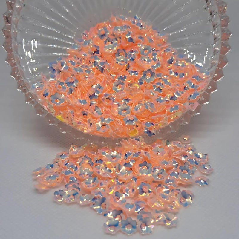 20 Gram Peach Flower Sequins 6mm PVC Glitter CraftsEmbellishment Findings Womens Clothing Sewing Accessories Aari Embroidering Works - Image 1
