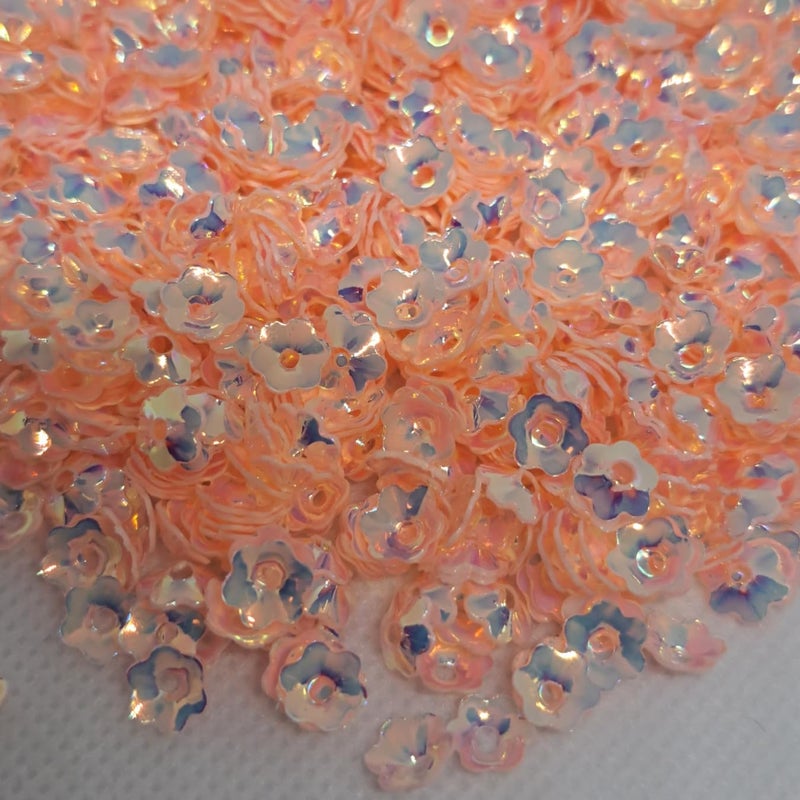 20 Gram Peach Flower Sequins 6mm PVC Glitter CraftsEmbellishment Findings Womens Clothing Sewing Accessories Aari Embroidering Works - Image 3