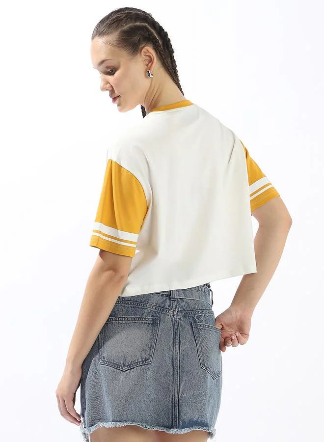 Hubberholme Women's Multicolour 100% Cotton Printed Boxy Fit T-Shirt