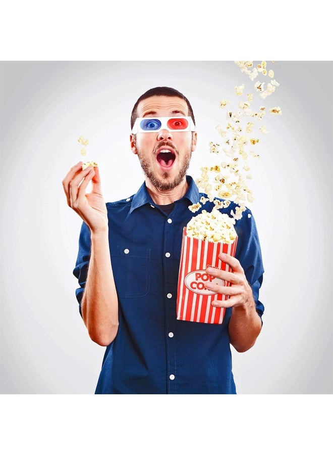 DUNISO 100 قطعة صناديق فشار، حاويات فشار ورقية، قابلة للتصرف وغير قابلة للتسرب، أكياس فشار فردية مخططة بالأحمر والأبيض لليلة السينما، حفلة الكرنفال - Image 5