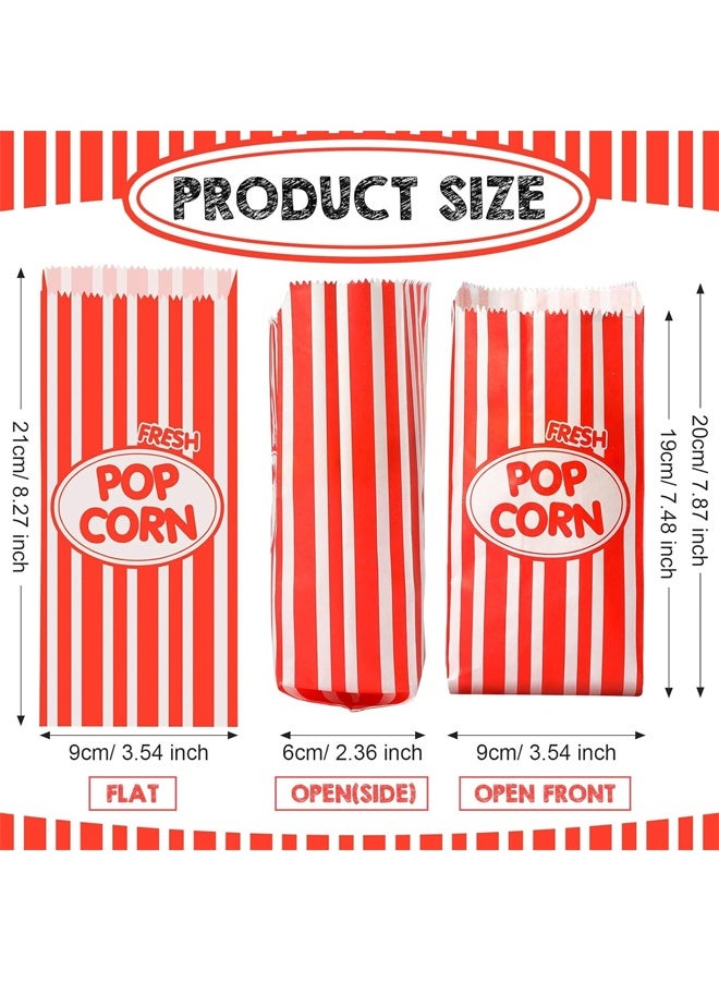 DUNISO 100 قطعة صناديق فشار، حاويات فشار ورقية، قابلة للتصرف وغير قابلة للتسرب، أكياس فشار فردية مخططة بالأحمر والأبيض لليلة السينما، حفلة الكرنفال - Image 3