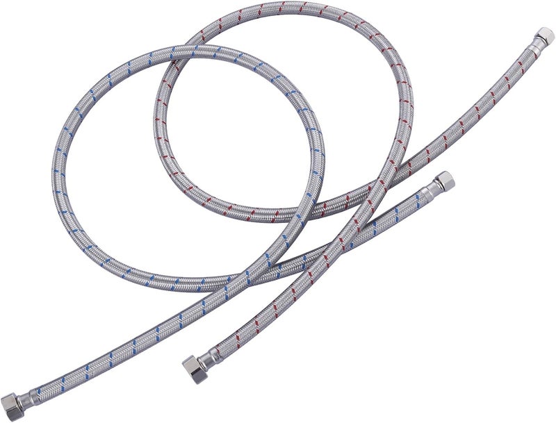 IVIGA 48-Inch Faucet Supply Lines: Braided Stainless Steel Flexible Faucet Hose Connector - 3/8" Compression x 1/2" FIP Water Supply Lines for Kitchen Bathroom Sink Hose Extension 2pcs - Image 1