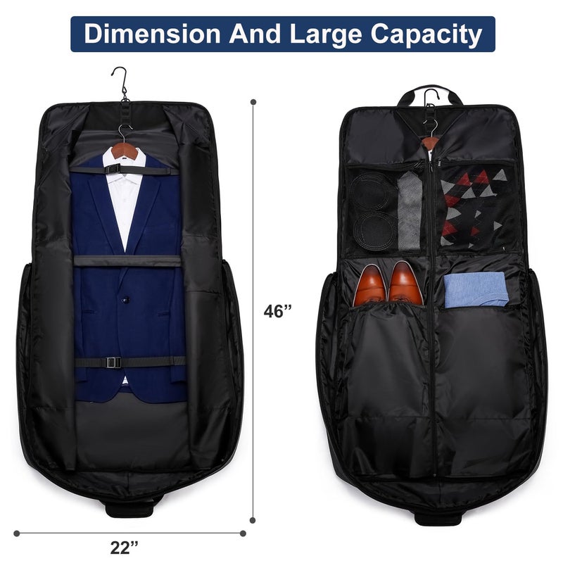 PUSLOM Garment Bag Travel Suit Bag for Men Large 40-Inch Carry on Garment Bag Up to 3 Suits for Business Trips,2 in 1 Hanging Suitcase Luggage Bags for Travel,Foldable Carry On Bag Fits 15.6Inch - Image 2