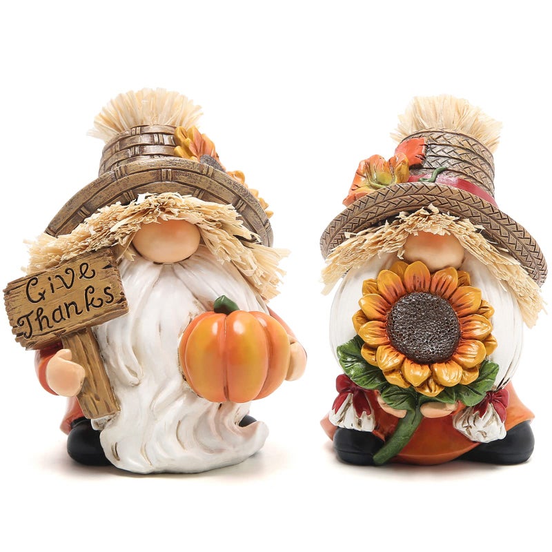 Hodao 2Pcs Fall Thanksgiving Pumpkin Gnomes Decorations Handmade Swedish Tomte Gnomes Elf For Fall Decor Gift - Fall Thanksgiving Party Home Kitchen Table Decor - Thanksgiving Autumn Gift - Image 1