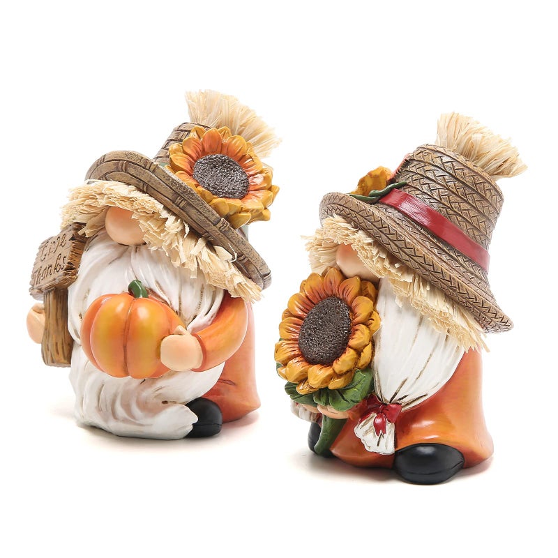 Hodao 2Pcs Fall Thanksgiving Pumpkin Gnomes Decorations Handmade Swedish Tomte Gnomes Elf For Fall Decor Gift - Fall Thanksgiving Party Home Kitchen Table Decor - Thanksgiving Autumn Gift - Image 2