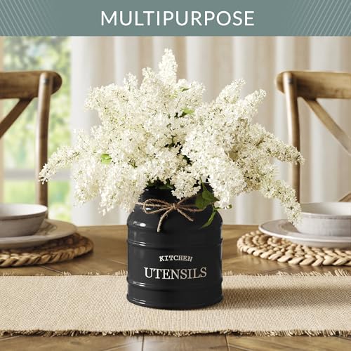Barnyard Designs Ceramic Farmhouse Utensil Holder for Kitchen Counter, Large Rustic Utensil Crock, Countertop Cooking Tool Spatula Organizer, 6.75” (Black) - Image 5