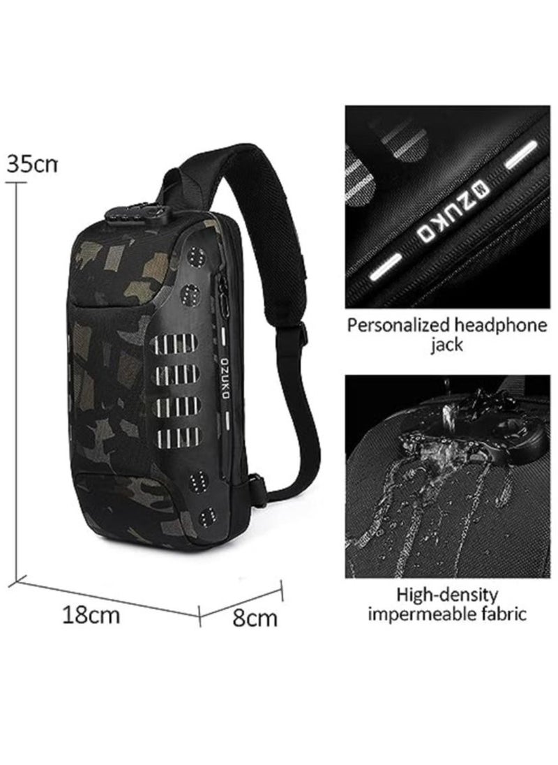 OZUKO - Anti Theft Sling Bag Shoulder Crossbody Backpack Waterproof Chest Bag with USB Charging Port Lightweight Casual Daypack - Image 1