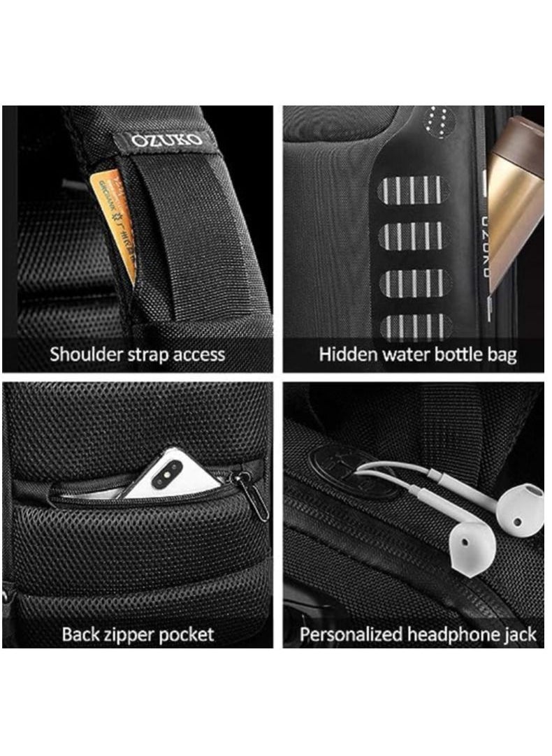 OZUKO - Anti Theft Sling Bag Shoulder Crossbody Backpack Waterproof Chest Bag with USB Charging Port Lightweight Casual Daypack - Image 1