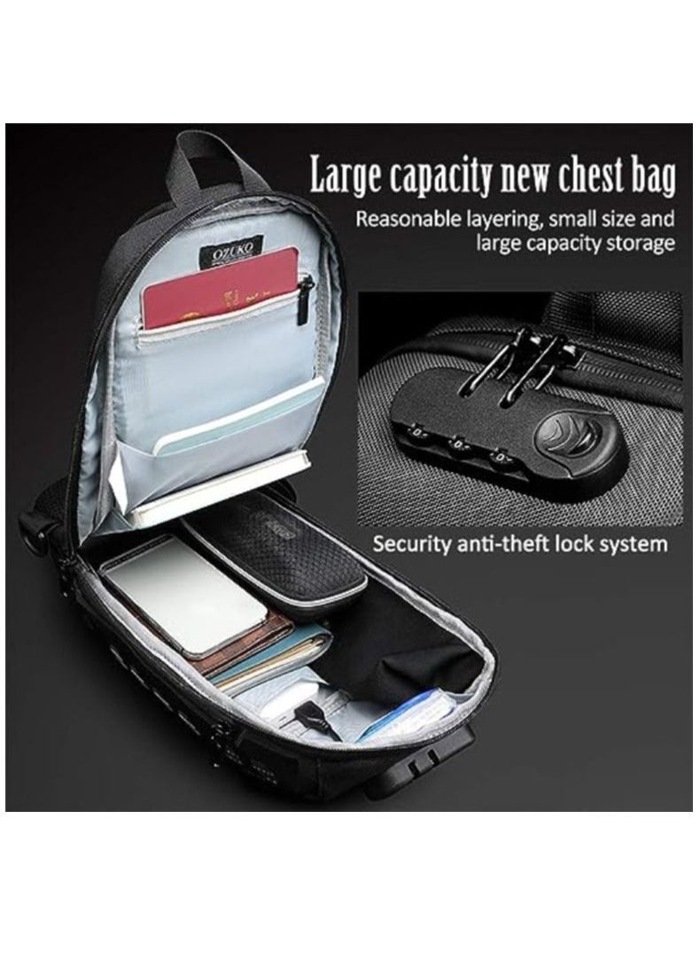 OZUKO - Anti Theft Sling Bag Shoulder Crossbody Backpack Waterproof Chest Bag with USB Charging Port Lightweight Casual Daypack - Image 1