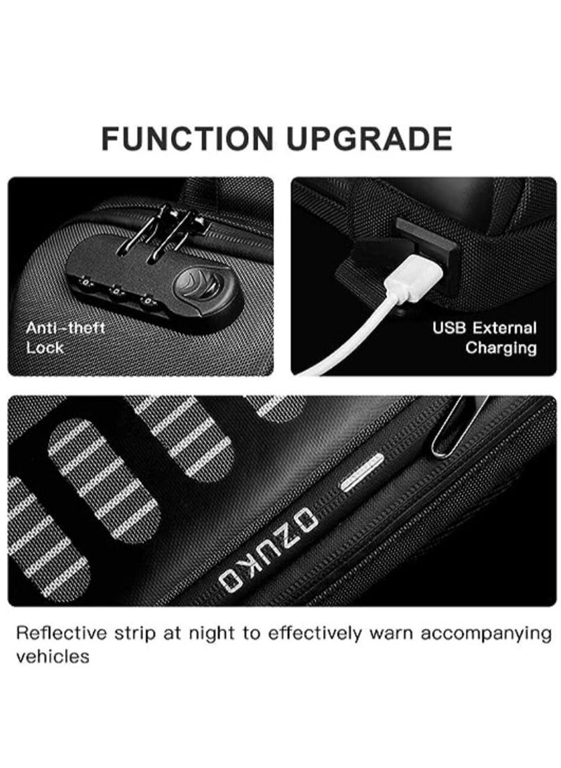 OZUKO - Anti Theft Sling Bag Shoulder Crossbody Backpack Waterproof Chest Bag with USB Charging Port Lightweight Casual Daypack - Image 1