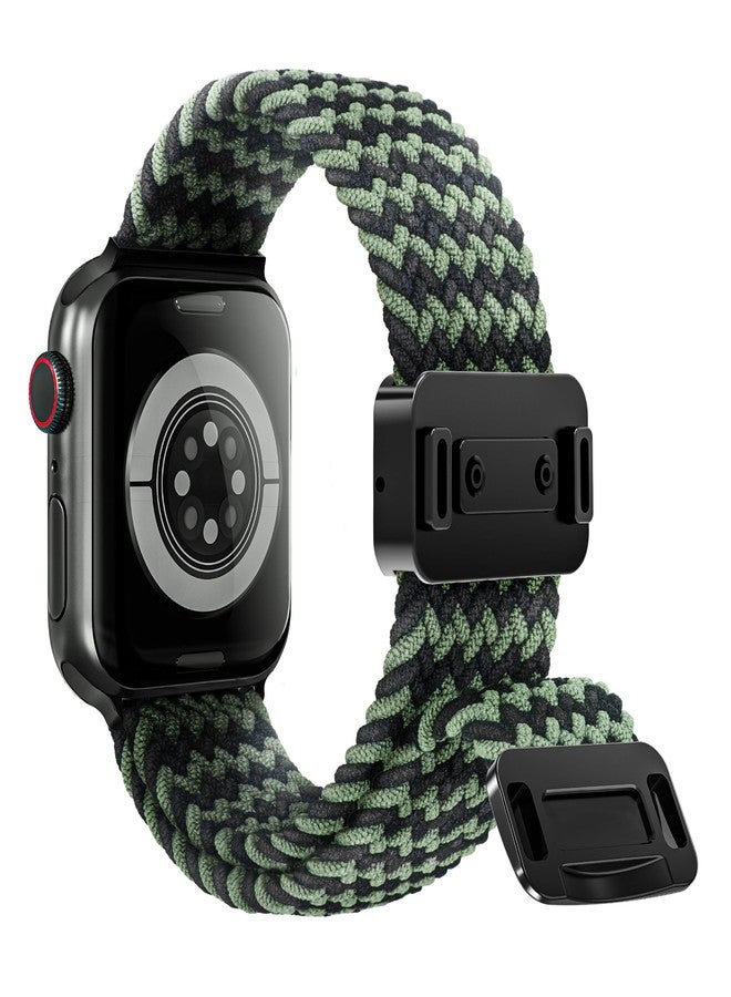 Arae Magnetic Stretchy Watch Band Compatible for Apple Watch Band 38mm 40mm 41mm 42mm,Comfortable Adjustable Straps Wristbands for iWatch Series 11 10 9 8 7 6 5 4 SE Ultra 3 2 1 Women Men,Black&Army Green - Image 1