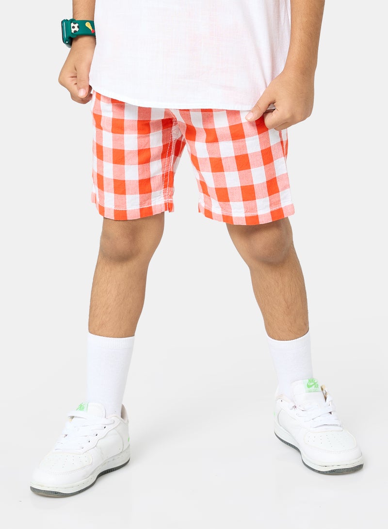 Panco Boys Checkered Shorts with Elastic Waist - Image 1