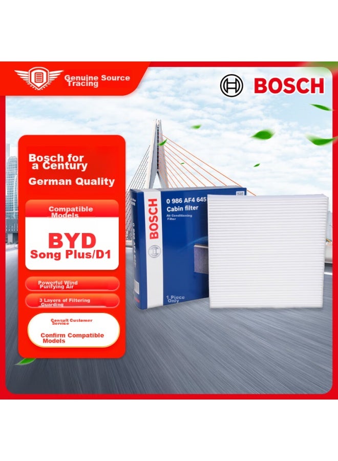 Bosch Single-effect Air Conditioning Filter, Car Air Conditioning Filter Element 4645, Compatible With Byd Song Plus/d1 New Energy Vehicles - Image 1